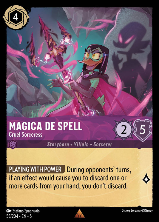 Magica De Spell - Cruel Sorceress - Rare Normal Disney Lorcana card from Shimmering Skies