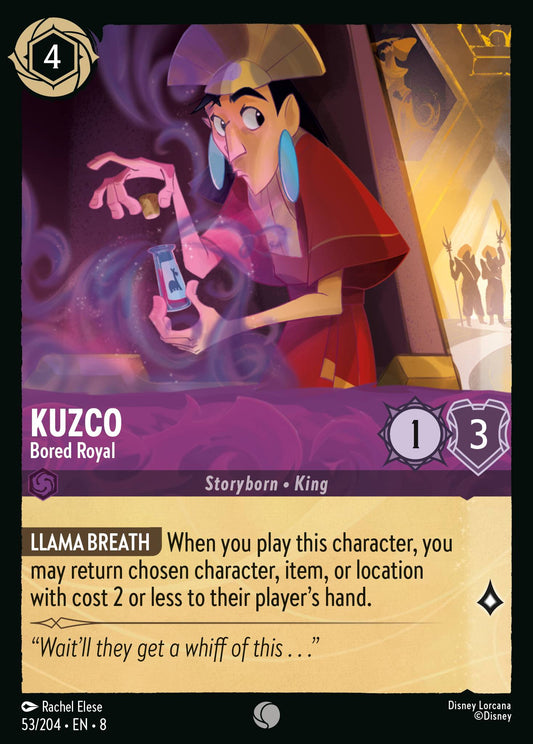 Kuzco - Bored Royal - Common Normal Disney Lorcana card from The Reign of Jafar