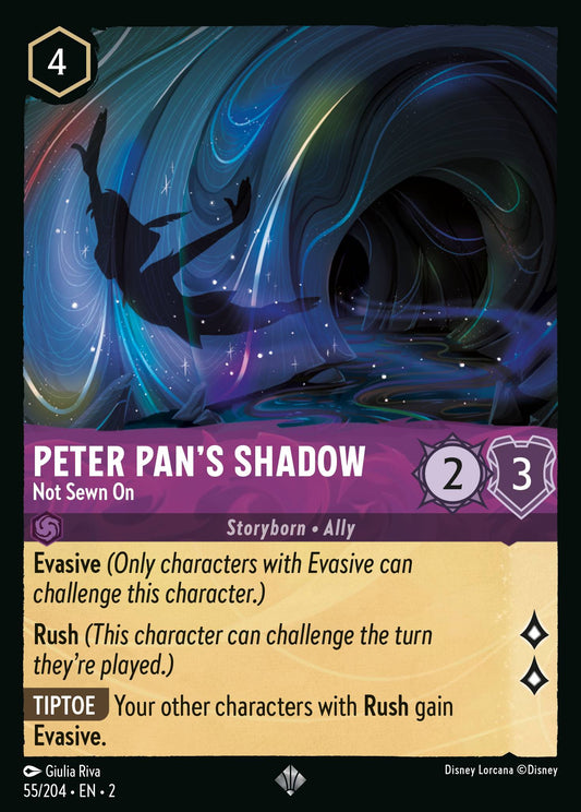 Peter Pan's Shadow - Not Sewn On - Super Rare Normal Disney Lorcana card from Rise of the Floodborn