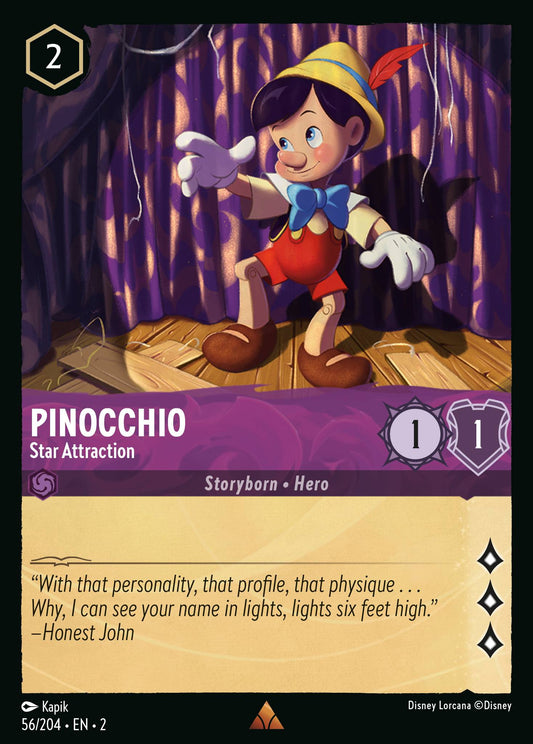 Pinocchio - Star Attraction - Rare Normal Disney Lorcana card from Rise of the Floodborn