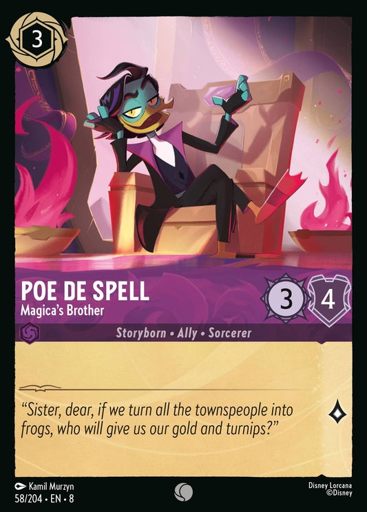 Poe De Spell - Magica's Brother - Common Normal Disney Lorcana card from The Reign of Jafar