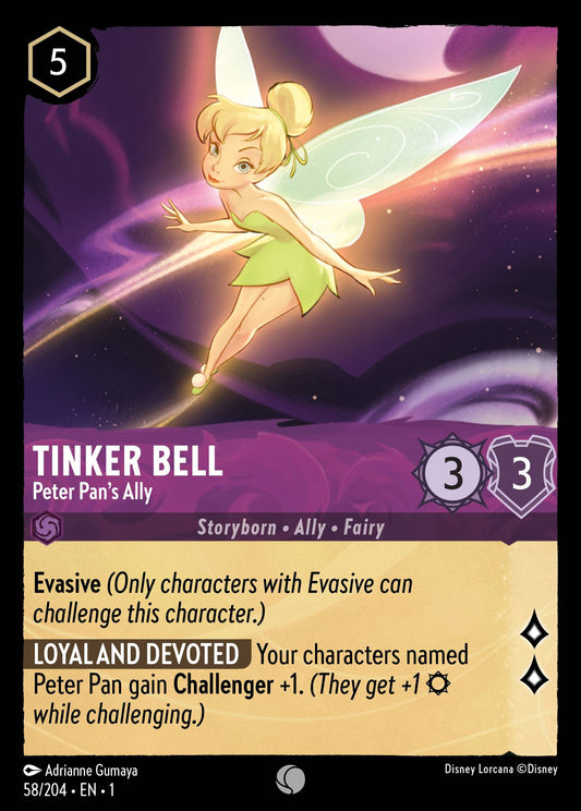 Tinker Bell - Peter Pan's Ally - Common Normal Disney Lorcana card from The First Chapter