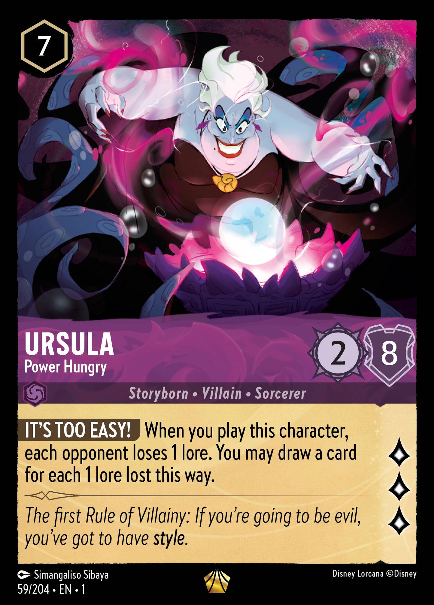 Ursula - Power Hungry - Legendary Normal Disney Lorcana card from The First Chapter