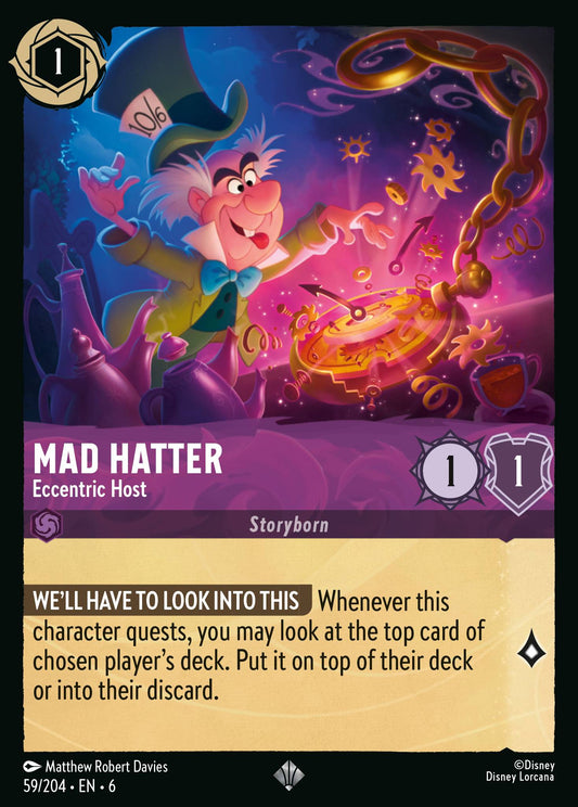 Mad Hatter - Eccentric Host - Super Rare Normal Disney Lorcana card from Azurite Sea