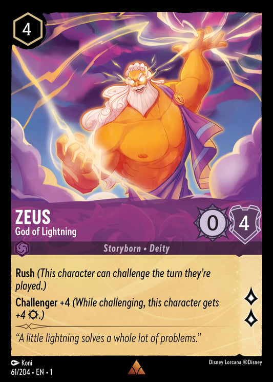 Zeus - God of Lightning - Rare Normal Disney Lorcana card from The First Chapter
