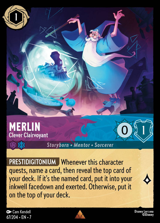 Merlin - Clever Clairvoyant - Rare Normal Disney Lorcana card from Archazia's Island