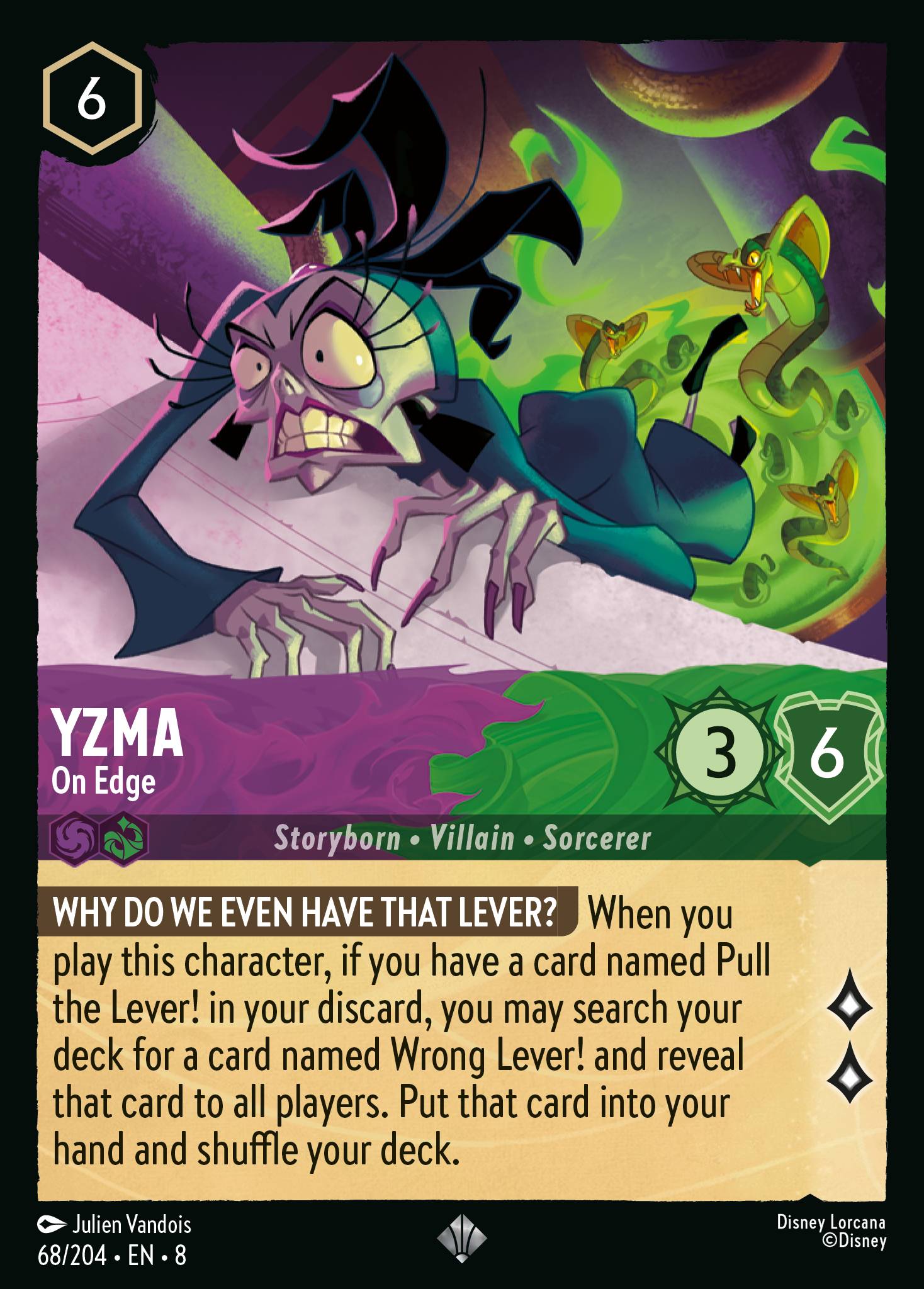 Yzma - On Edge - Super Rare Normal Disney Lorcana card from The Reign of Jafar