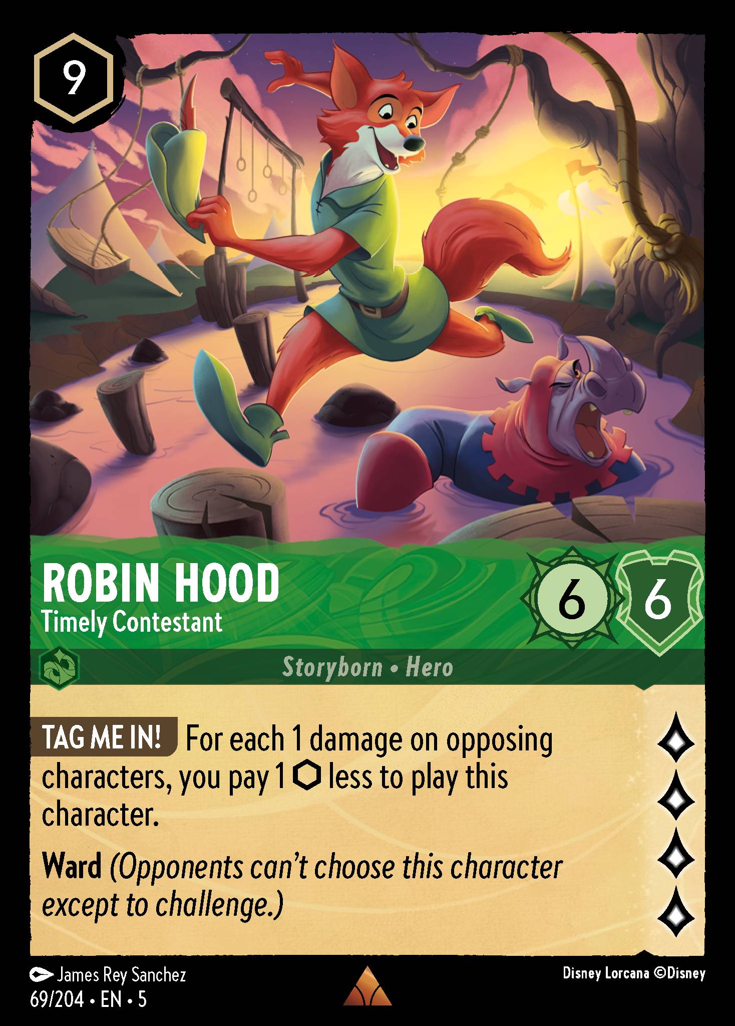 Robin Hood - Timely Contestant - Rare Normal Disney Lorcana card from Shimmering Skies