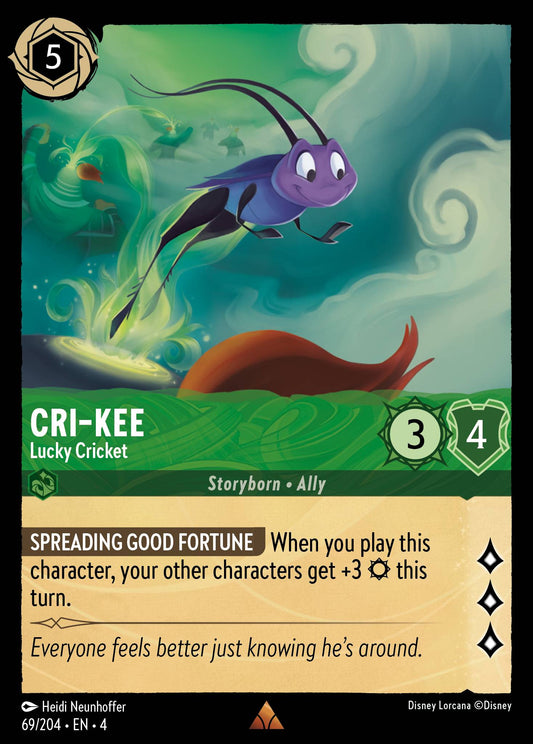 Cri-Kee - Lucky Cricket - Rare Normal Disney Lorcana card from Ursula's Return