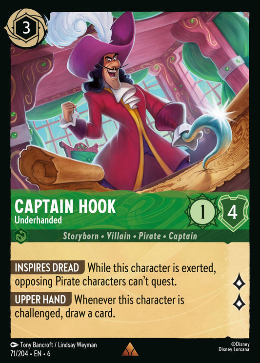 Captain Hook - Underhanded - Rare Normal Disney Lorcana card from Azurite Sea