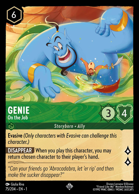 Genie - On the Job - Super Rare Normal Disney Lorcana card from The First Chapter