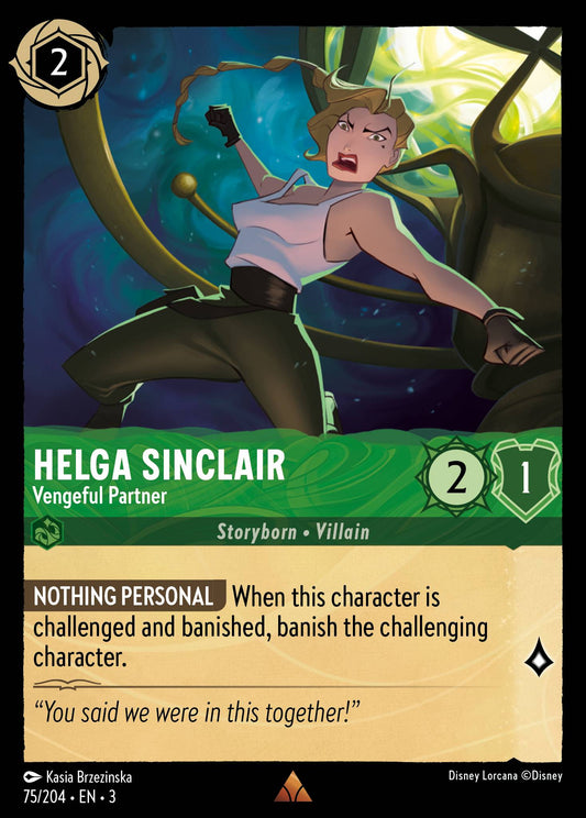 Helga Sinclair - Vengeful Partner - Rare Normal Disney Lorcana card from Into the Inklands