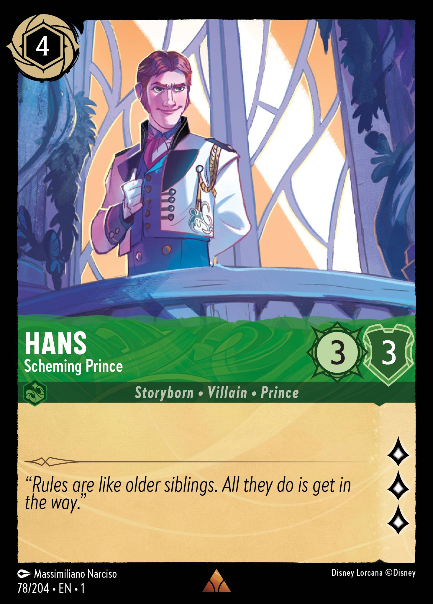 Hans - Scheming Prince - Rare Normal Disney Lorcana card from The First Chapter