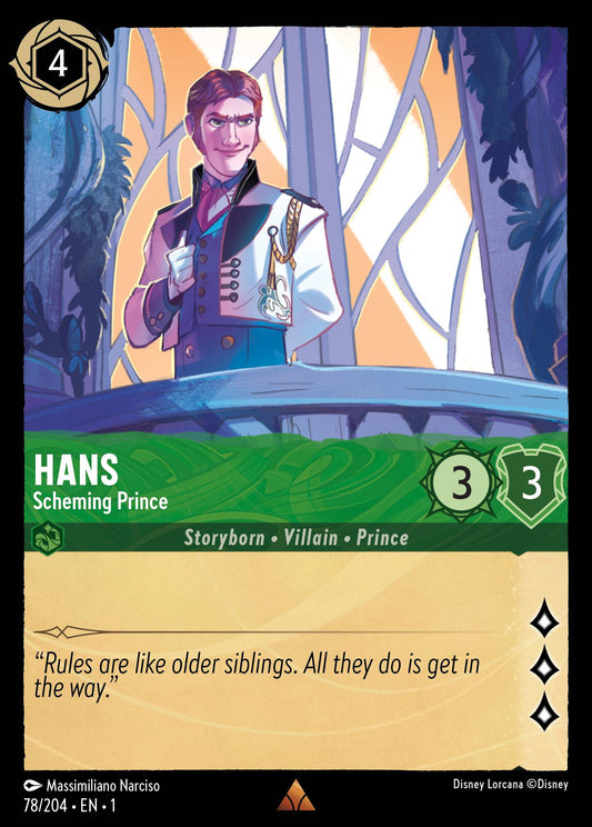 Hans - Scheming Prince - Rare Normal Disney Lorcana card from The First Chapter