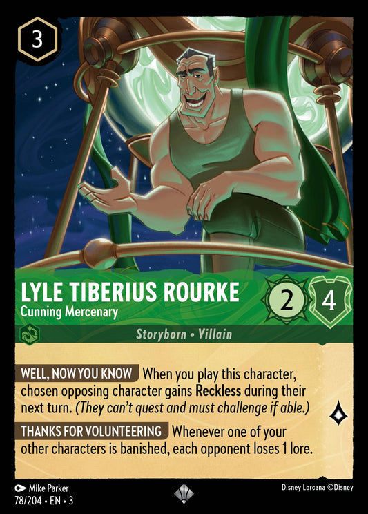 Lyle Tiberius Rourke - Cunning Mercenary - Super Rare Normal Disney Lorcana card from Into the Inklands