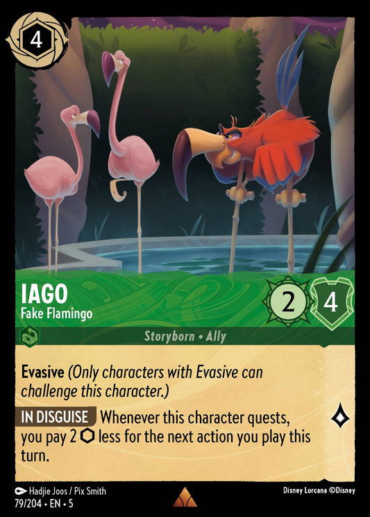Iago - Fake Flamingo - Rare Normal Disney Lorcana card from Shimmering Skies