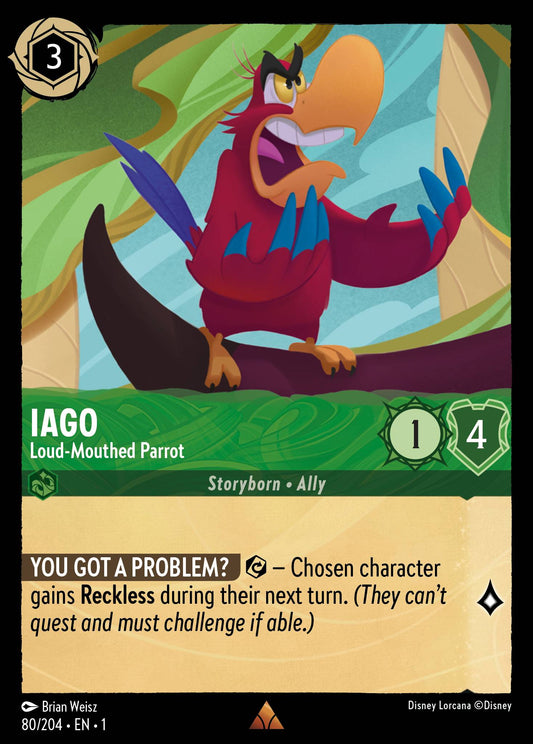 Iago - Loud-Mouthed Parrot - Rare Normal Disney Lorcana card from The First Chapter