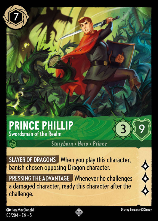 Prince Phillip - Swordsman of the Realm - Super Rare Normal Disney Lorcana card from Shimmering Skies