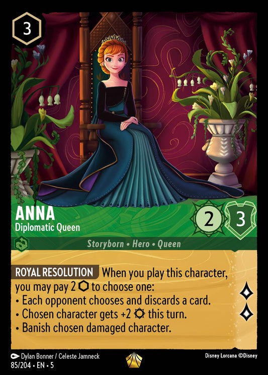 Anna - Diplomatic Queen - Legendary Normal Disney Lorcana card from Shimmering Skies