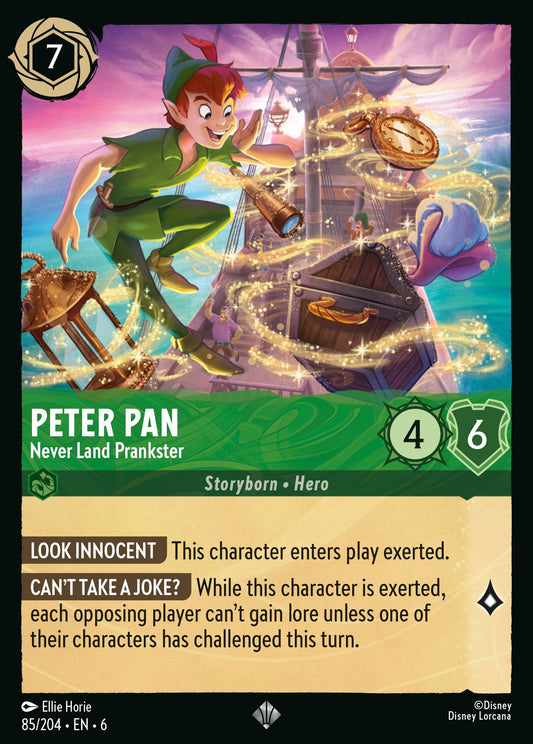 Peter Pan - Never Land Prankster - Super Rare Normal Disney Lorcana card from Azurite Sea