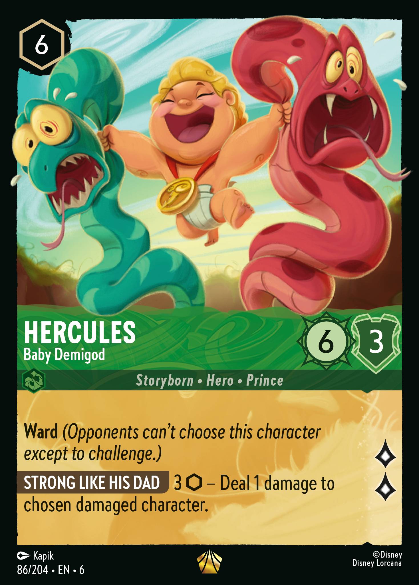 Hercules - Baby Demigod - Legendary Normal Disney Lorcana card from Azurite Sea