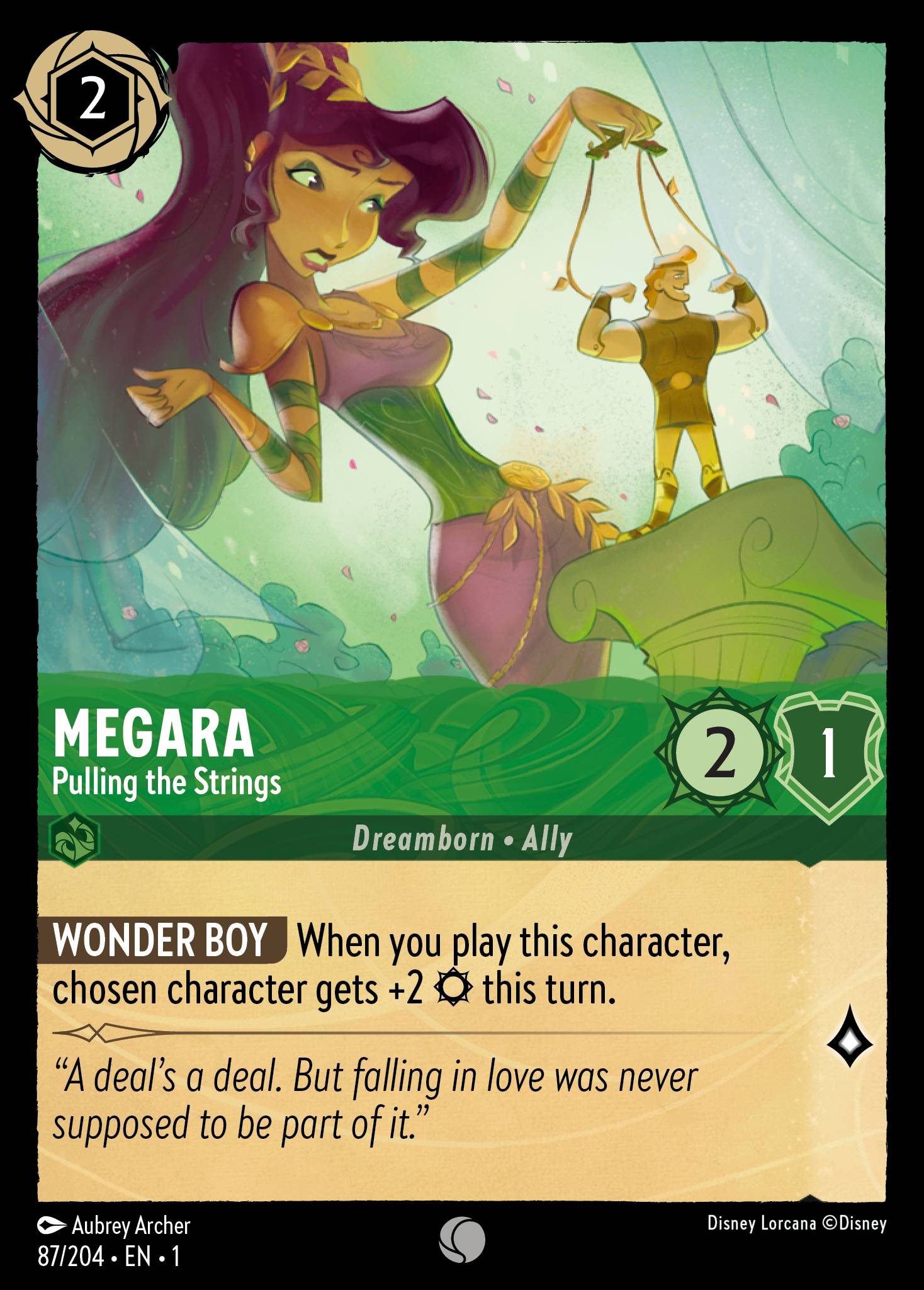 Megara - Pulling the Strings - Common Normal Disney Lorcana card from The First Chapter