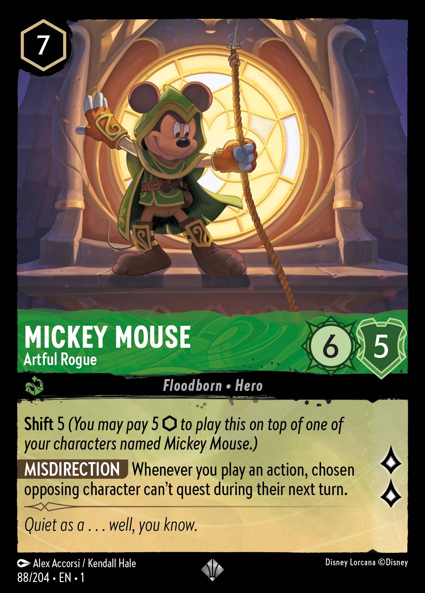 Mickey Mouse - Artful Rogue - Super Rare Normal Disney Lorcana card from The First Chapter