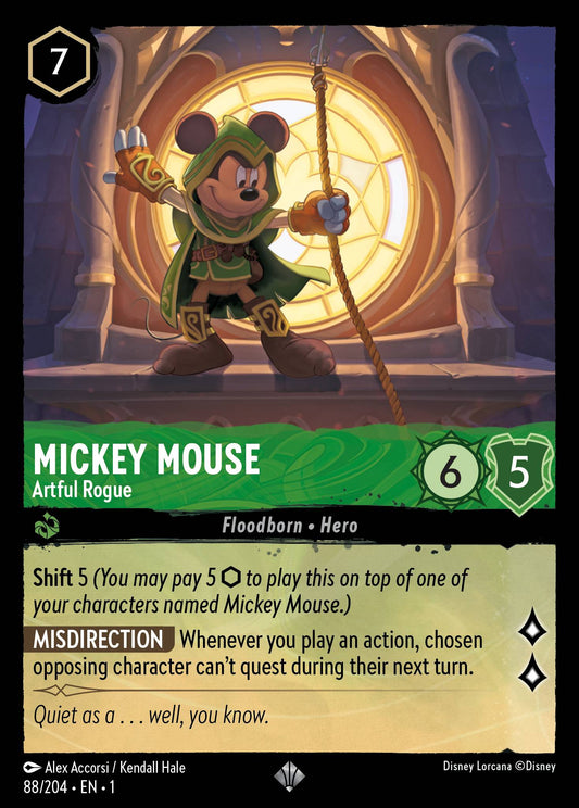 Mickey Mouse - Artful Rogue - Super Rare Normal Disney Lorcana card from The First Chapter