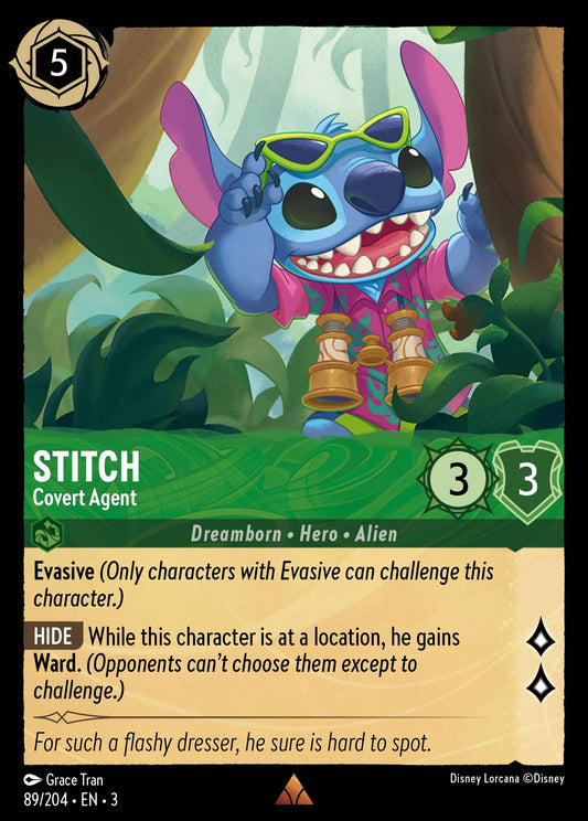 Stitch - Covert Agent - Rare Normal Disney Lorcana card from Into the Inklands