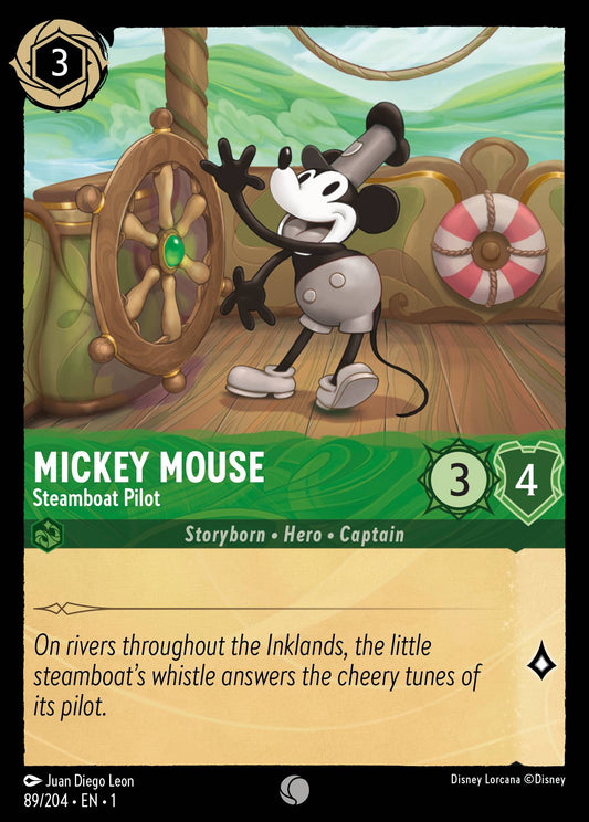 Mickey Mouse - Steamboat Pilot - Common Normal Disney Lorcana card from The First Chapter