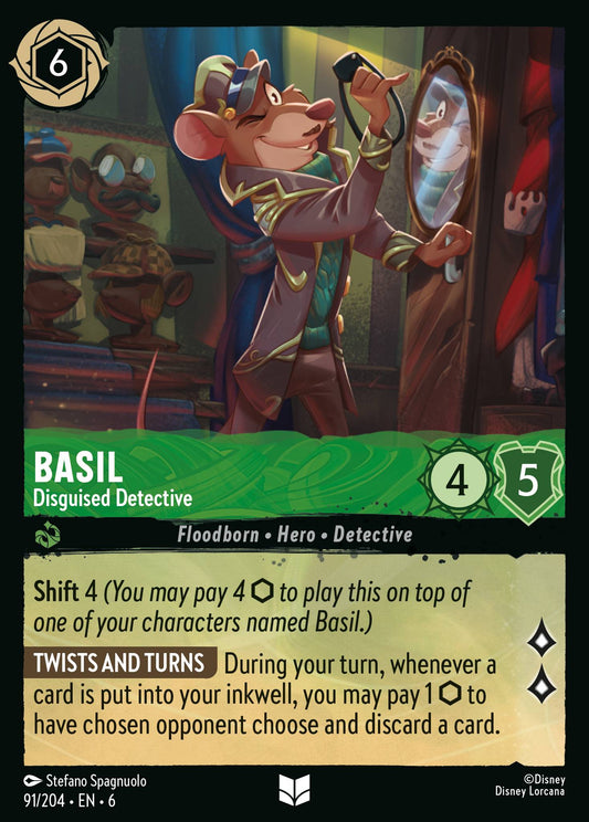 Basil - Disguised Detective - Uncommon Normal Disney Lorcana card from Azurite Sea