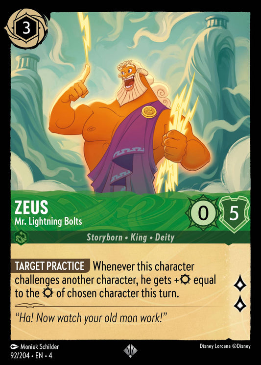 Zeus - Mr. Lightning Bolts - Super Rare Normal Disney Lorcana card from Ursula's Return