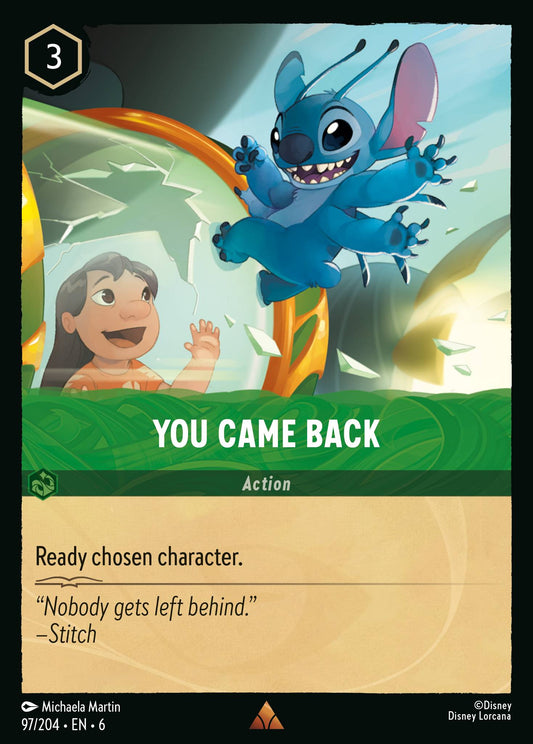 You Came Back - Rare Normal Disney Lorcana card from Azurite Sea