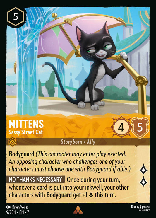 Mittens - Sassy Street Cat - Rare Normal Disney Lorcana card from Archazia's Island